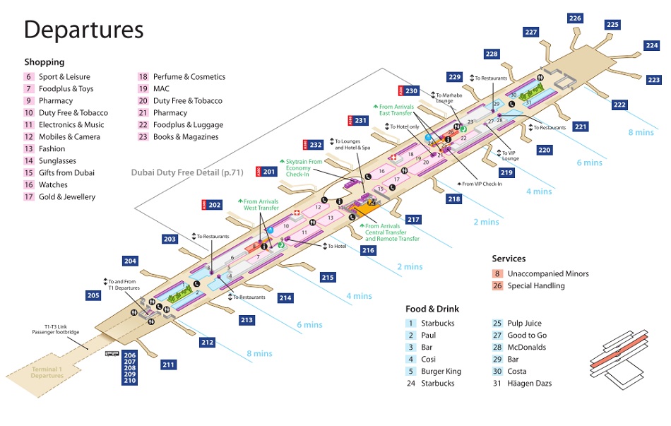 Emirates Terminal 3 Departures Map