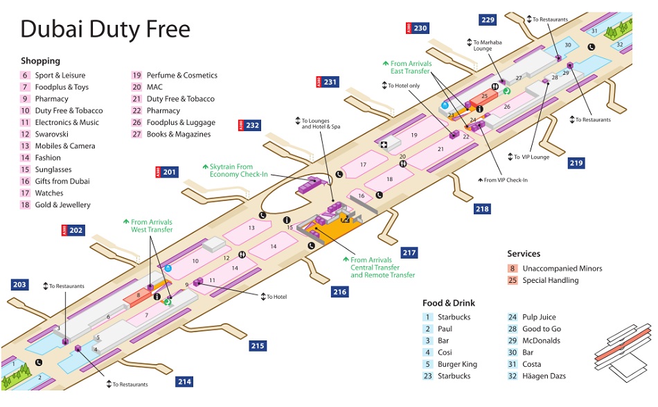Emirates Terminal 3 Duty Free Map